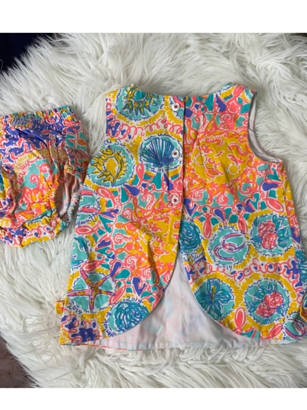 Lilly Pulitzer Written in the Sun Baby Dress with Bloomers Size 3-6M